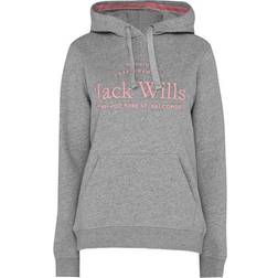 Jack Wills Hunston Graphic Logo Hoodie - Grey Marl