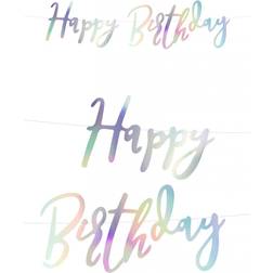 PartyDeco Garlands Happy Birthday Iridescent