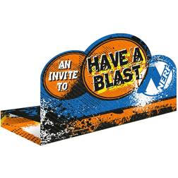 Vegaoo Amscan 9903931 Nerf Blast Stand-up Party Invitations with Envelopes 8 Pack