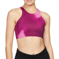 Nike Yoga Dri-FIT Swoosh Medium-Support Printed Sports Bra - Cosmic Fuchsia/Iron Grey