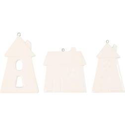 Creativ Company Hanging ornaments, houses, H: 7,6-9,7 cm, white, 18 pc/ 1 box