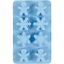 Creotime Silicone mould, ice crystals and cookie men, H: 2,5 cm, L: 24 cm, W: 14 cm, hole size 30x45 mm, 12,5 ml, 1 pc