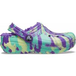 Crocs Kid's Classic Lined Marbled Clog - Neon Purple/Multi