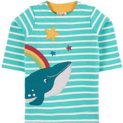 Frugi Lyla Loopback Dress - Pacific Aqua Stripe/Whale