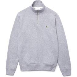 Lacoste Zippered Stand Up Collar Cotton Sweatshirt - Silver Chine