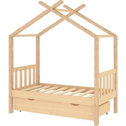 vidaXL Kids Bed Frame with a Drawer Solid Pine Wood 27.6x55.1"