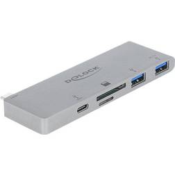 DeLock USB-C Card Reader for microSD/SD with USB Hub (64078)