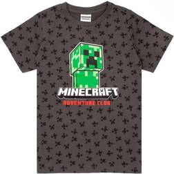 Minecraft Kids Creeper All-Over Print T-Shirt - Grey