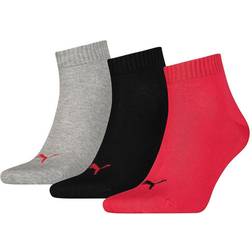 Puma Quarter Training Ankle Socks 3-pack Unisex - Black/Red/Grey