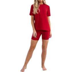 Brave Soul Womens Ribbed Pyjama Set - Rouge