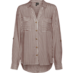 Vero Moda Bumpy Long Sleeved Shirt - Off White/Brown