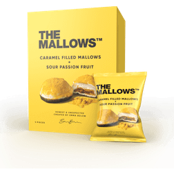 The Mallows Caramel Filled Mallows + Sour Passion Fruit 55g 5stk