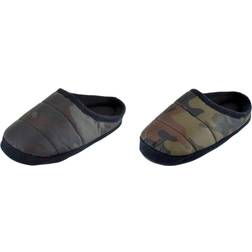 Kids Camo Puffer Slippers - Khaki