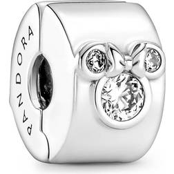 Pandora Disney Mickey Mouse & Minnie Mouse Clip Charm - Silver/Transparent