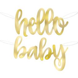 Unique Party 73527 Gold Baby Shower Hello Foil Letter Banner 1 Pc