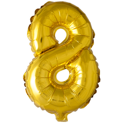 PartyDeco Foil Balloon Number 8 86cm Gold