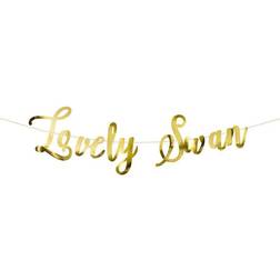 PartyDeco Banner Lovely Swan Guld Girlang