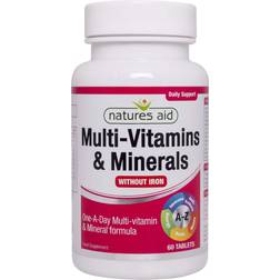 Natures Aid Multi-Vitamins & Minerals without Iron 60 Tablets