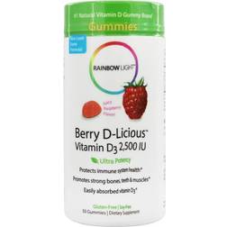 Rainbow Light Berry-D-Licious Vitamin D3 Juicy Raspberry 2500 IU 50 Gummies