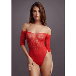 Le Désir Red Crotchless Rhinestone Teddy