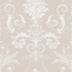 Laura Ashley Papier peint intissé Josette White & Dove Grey 1005 x 52cm Taupe poudrée/blanc
