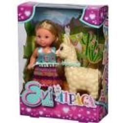 Simba Evi Love Doll in Cute Outfit with Alpaca and Lead, 12 cm, for Children from 3 Years, 105733497