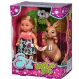 Simba Evi Love Kangaroo Doll in a Cute Dress with Kangaroo Mother and Baby with Cute Function Try-me 12 cm for Children from 3 Years