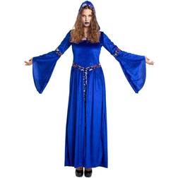 Folat kjole heks dame polyester blå str. S/M