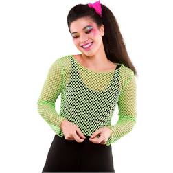 Wicked Costumes Netbluse i Neongrøn med lange ærmer Neon Grøn ONE SIZE