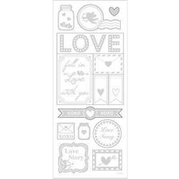 Stickers, silver, love, 10x24 cm, 1 ark