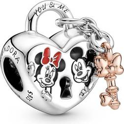 Pandora Disney Mickey Mouse & Minnie Mouse Padlock Charm - Silver/Rose Gold/Red/White/Black