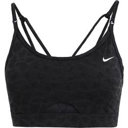 Nike Dri-FIT Indy Light-Support Padded Glitter Sports Bra - Off Noir/Black/White