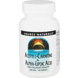 Source Naturals Acetyl L-Carnitine & Alpha-Lipoic Acid 650 mg 60 Tablets