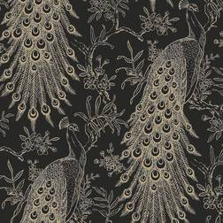 Rasch Pandore Peacock Wallpaper Black & Gold