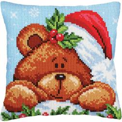 Broderikit Kudde Julens teddybjörn