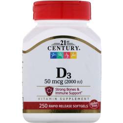 21st Century Vitamin D3 50mcg 250 st