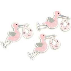 HOBBY2YOU Stickers stork baby lyserød 3stk