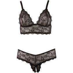 Cottelli Collection Crotchless Lace Bra Set