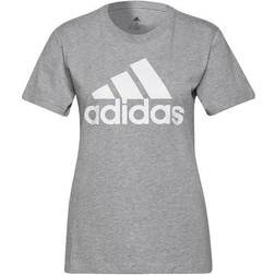 Adidas Essentials Logo Tee - Medium Grey Heather/White