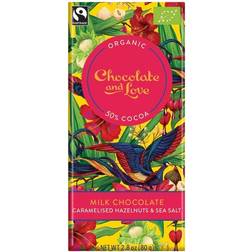 Chocolate and Love Milk Chocolate 50% with Caramelised Hazelnut and Sea Salt Bar 80g