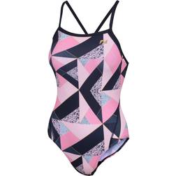 Zone3 Women's Prism 3.0 Bound Back Swim Suit - Black/Pink/White/Gold