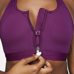 Nike Dri-FIT Swoosh Medium-Support Padded Zip-Front Sports Bra - Sangria/Light Bordeaux/Black