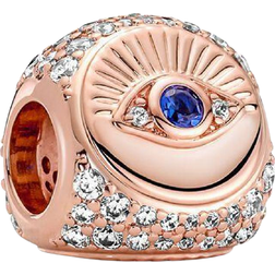 Pandora Hamsa All-Seeing Eye & Feather Three-Sided Charm - Rose Gold/White/Blue/Transparent