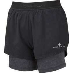 Ronhill Tech Twin Shorts Women - Black/Charcoal Marl