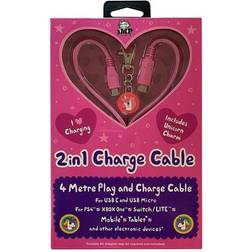 Imp Gaming 2in1 4m Charging Cable with Unicorn Charm Keychain - Pink