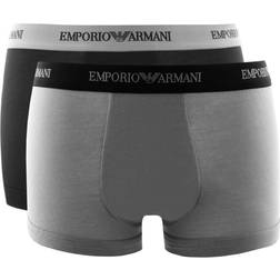 Emporio Armani Logoband Contrast Waist Boxer Trunks 2-pack - Grey/Black