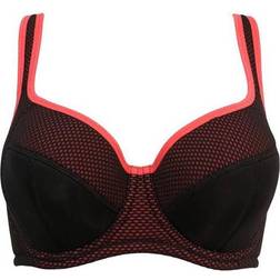 Pour Moi Energy Reach Underwired Lightly Padded Sports Bra - Black/Coral