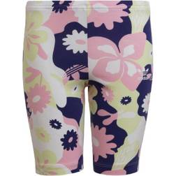 Adidas Allover Flower Print Cycling Shorts Kids - White/true Pink/almost Lime/legacy Indigo