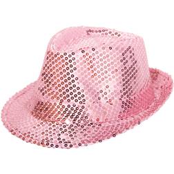 Folat Hat Fedora med Paljetter i Rosa