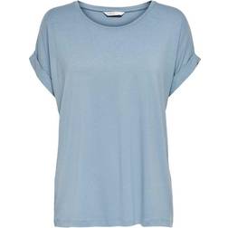 Only Top Col Rond Manches Courtes Poignets - Bleu